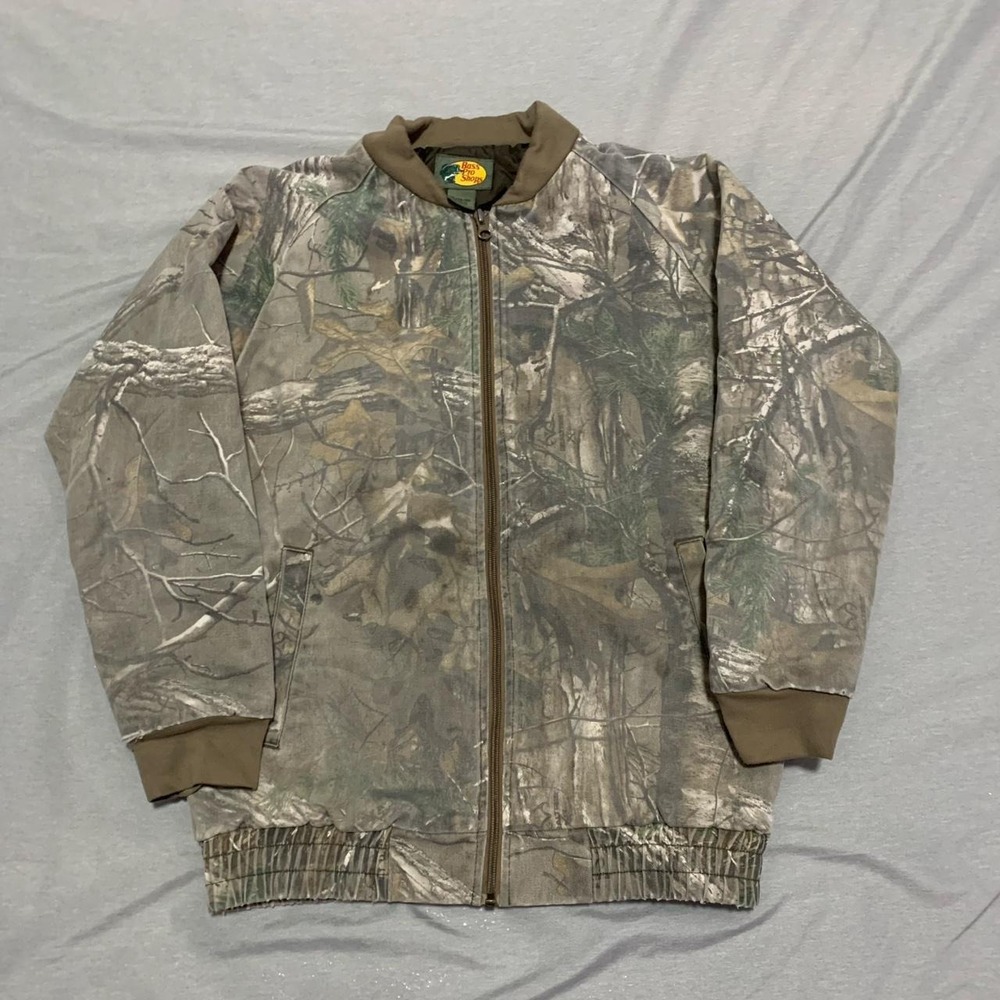 Bass Pro Shops Realtree Camo Full Zip Jacket Youth XL 14/16 Green Brown Hunting